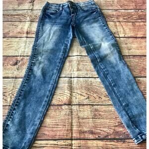 Vanilla Star Girls Straight Leg Jeans Blue Light Wash Embellished Stretch 8